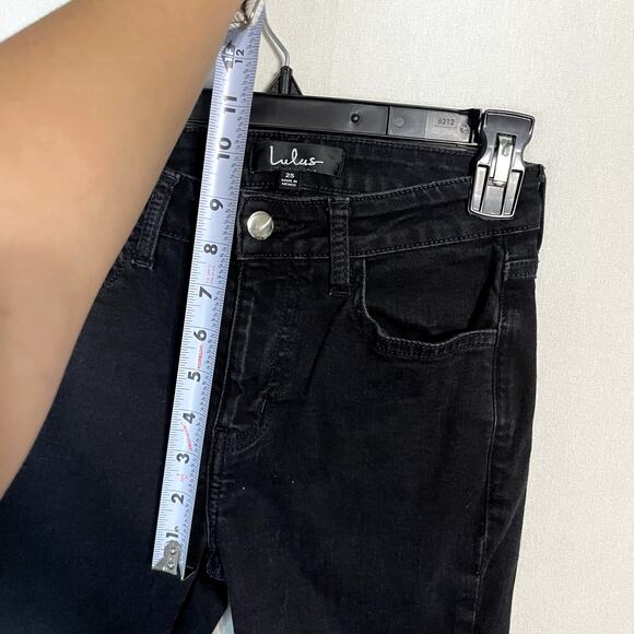 Lulus Black High Rise Raw Hem Flare Jeans - Size 25 - Picture 8 of 10